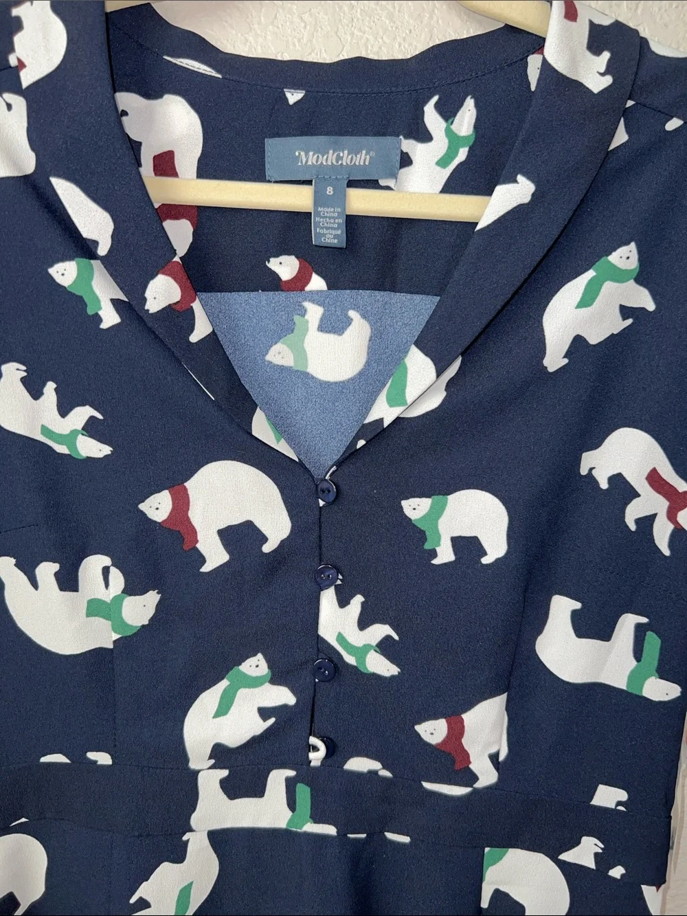 ModCloth Short Sleeve Polar Bear Dress Size 8